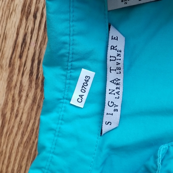 (L) Signature by Larry Levine Button Down Top Ruffle Trim Knit Accents - Picture 4 of 9